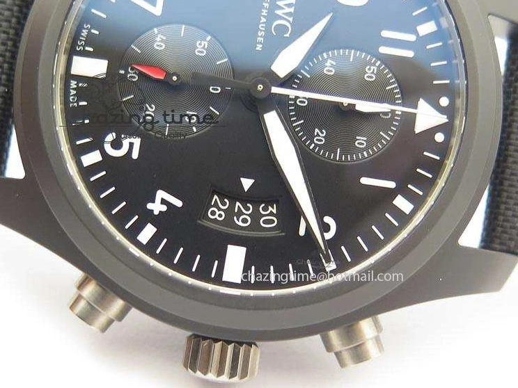 MIROTIME 0412 EasyCare Pilot Chrono IW388001 Real Ceramic ZF 1:1 Best Edition On Black Nylon Strap A 7279